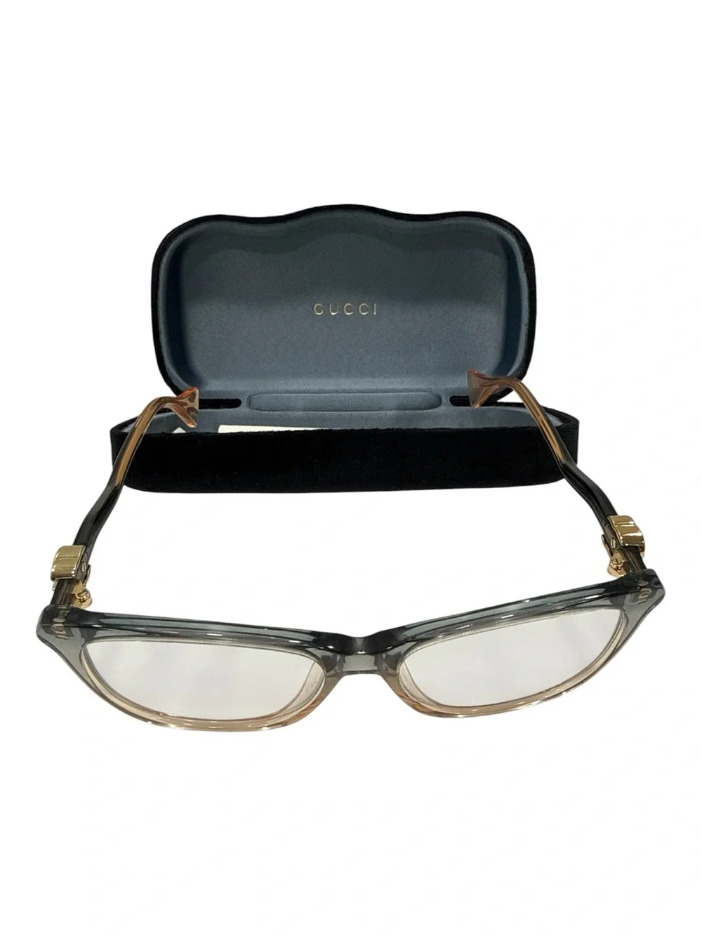 GUCCI GG1012O 002 Blue Transparent Rectangle Women's 54 mm Eyeglasses